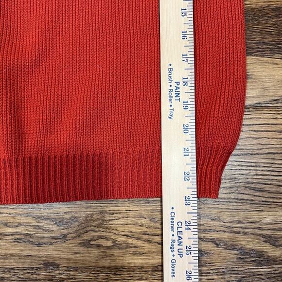 VTG 70s Nordic Fair Isle Knit Sweater Unisex M Retro Burnt Orange Cottagecore - Picture 7 of 8